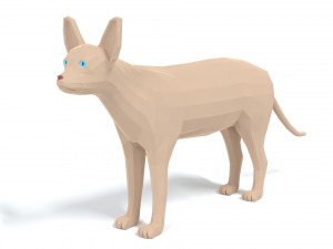low poly cartoon sphynx cat Model 3D