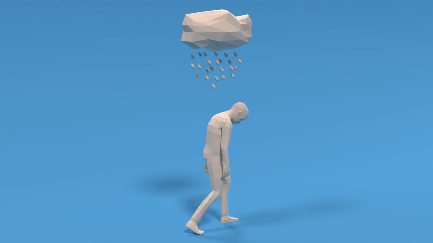 low poly sad kid walking 3D Model .c4d .max .obj .3ds .fbx .stl .blend 