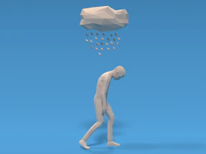 low poly sad kid walking 3D Model
