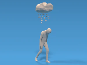 low poly sad kid walking 3D Model