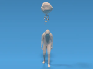 low poly sad kid walking 3D Model