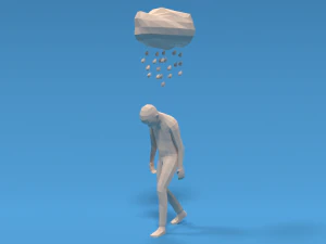 low poly sad kid walking 3D Model