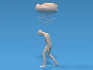 low poly sad kid walking 3D Model