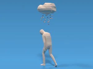 low poly sad kid walking 3D Model