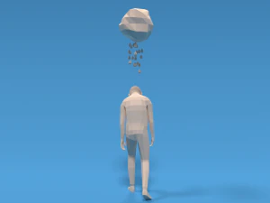 low poly sad kid walking 3D Model