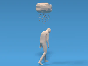 low poly sad kid walking 3D Model