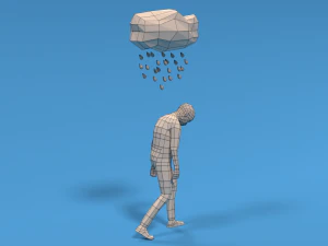 low poly sad kid walking 3D Model