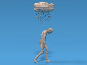 low poly sad kid walking 3D Model