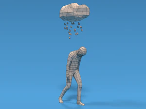 low poly sad kid walking 3D Model