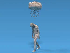 low poly sad kid walking 3D Model