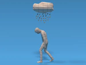 low poly sad kid walking 3D Model