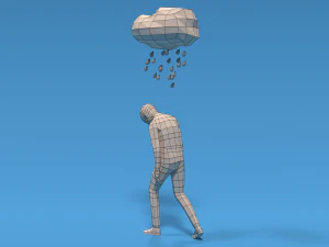 low poly sad kid walking 3D Model