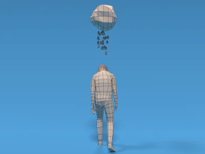 low poly sad kid walking 3D Model