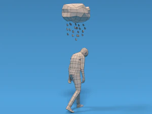 low poly sad kid walking 3D Model