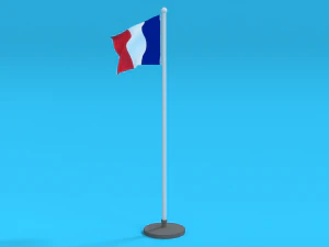 low poly seamless animated france flag 3D Model
