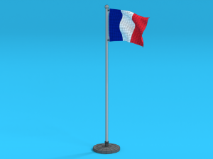 low poly seamless animated france flag 3D Model