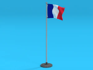 low poly seamless animated france flag 3D Model