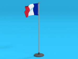 low poly seamless animated france flag 3D Model