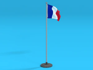 low poly seamless animated france flag 3D Model