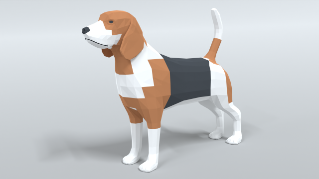 low poly cartoon beagle dog Model 3D .c4d .max .obj .3ds .fbx .stl .blend 