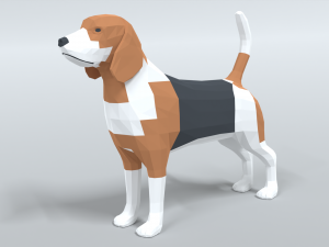 low poly cartoon beagle dog 3D Model