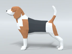 low poly cartoon beagle dog 3D Model