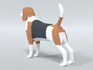 low poly cartoon beagle dog Model 3D