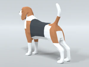 low poly cartoon beagle dog 3D Model