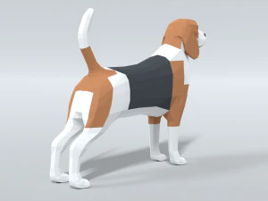 low poly cartoon beagle dog 3D Model