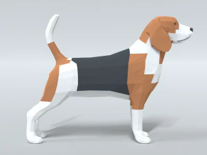 low poly cartoon beagle dog 3D Model