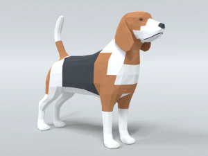 low poly cartoon beagle dog 3D Model