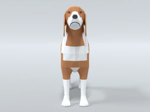 low poly cartoon beagle dog 3D Model