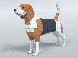 low poly cartoon beagle dog Model 3D