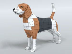low poly cartoon beagle dog 3D Model