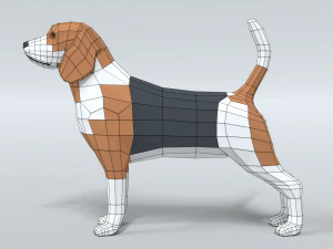 low poly cartoon beagle dog 3D Model