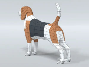low poly cartoon beagle dog 3D Model