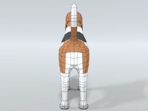 low poly cartoon beagle dog 3D Model