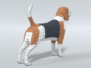 low poly cartoon beagle dog 3D Model