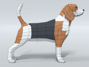 low poly cartoon beagle dog 3D Model