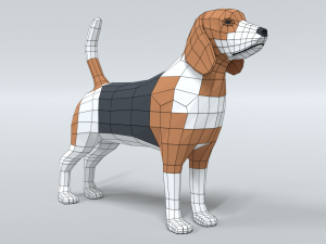 low poly cartoon beagle dog Model 3D