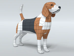 low poly cartoon beagle dog 3D Model