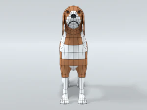 low poly cartoon beagle dog 3D Model