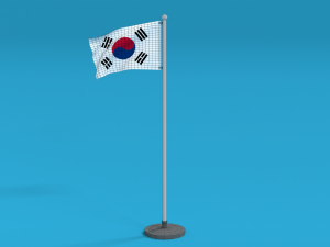 low poly seamless animated south korea flag 3D Модель