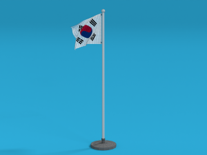 low poly seamless animated south korea flag 3D Модель