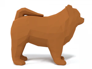 low poly cartoon chow chow dog 3D Model