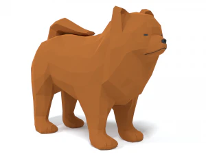 low poly cartoon chow chow dog 3D Model