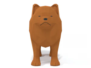low poly cartoon chow chow dog 3D Model