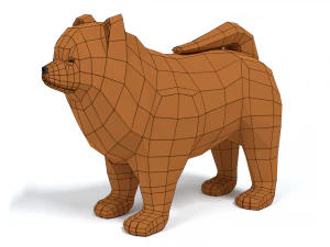 low poly cartoon chow chow dog 3D Model