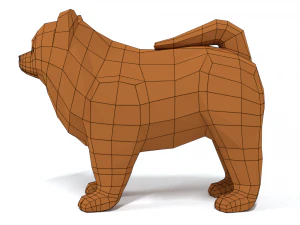 low poly cartoon chow chow dog 3D Model