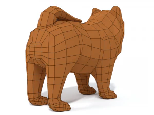 low poly cartoon chow chow dog 3D Model